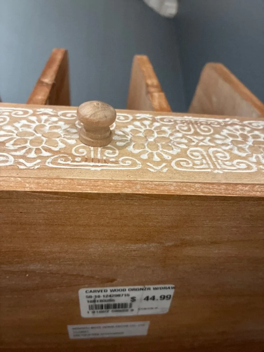 Hand-Carved Wooden Desk Organizer Set With Drawers & Compartments Office Or Home